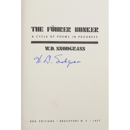 2370 - Snodgrass, W. D. The Führer Bunker: a Cycle of Poems in Progress, signed hardback edition published ... 