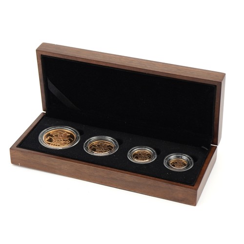 3600 - 2008 gold proof four coin sovereign collection by The Royal Mint with box and certificate numbered 0... 