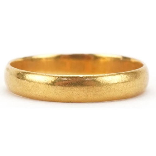 3212 - Victorian 22ct gold wedding band, Birmingham 1858, size L, 2.3g