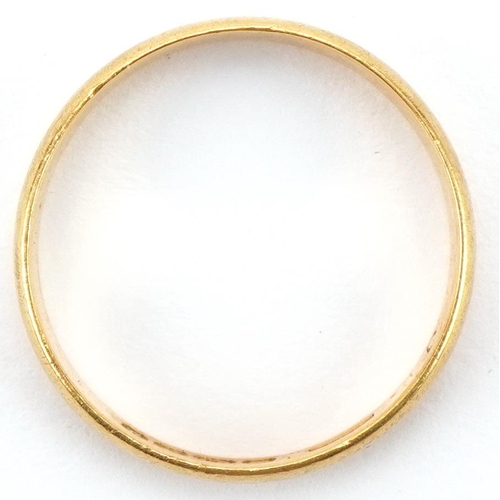 3212 - Victorian 22ct gold wedding band, Birmingham 1858, size L, 2.3g