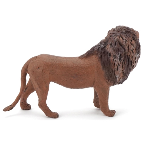 1399 - After Franz Xaver Bergmann, cold painted bronze study of a lion, 9.5cm in length