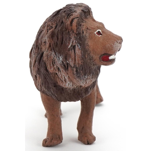 1399 - After Franz Xaver Bergmann, cold painted bronze study of a lion, 9.5cm in length