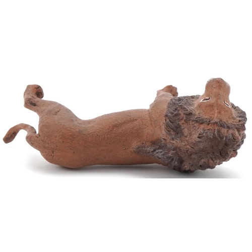 1399 - After Franz Xaver Bergmann, cold painted bronze study of a lion, 9.5cm in length