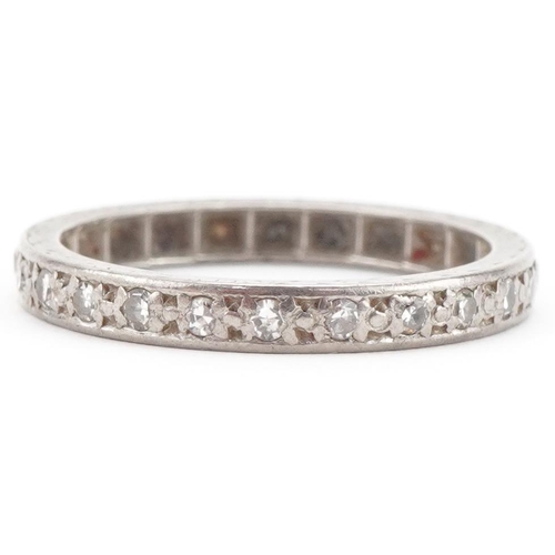 3024 - Unmarked white gold diamond eternity ring, size N, 3.0g