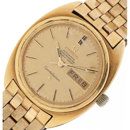 3007 - Omega, gentlemen's Omega Constellation chronometer automatic wristwatch having champagne dial with d... 