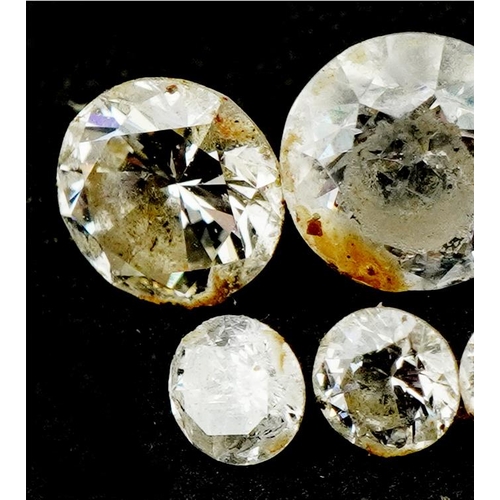 3196 - Six loose solitaire stones including diamonds and white sapphires, the largest 4.40mm in diameter