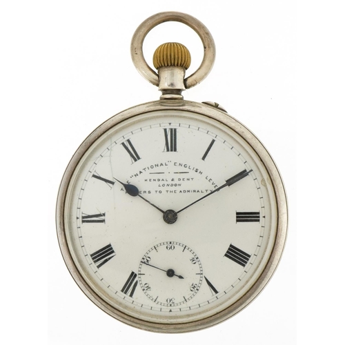 3127 - The National English Lever by Kendal & Dent, gentlemen's silver open face pocket watch having enamel... 