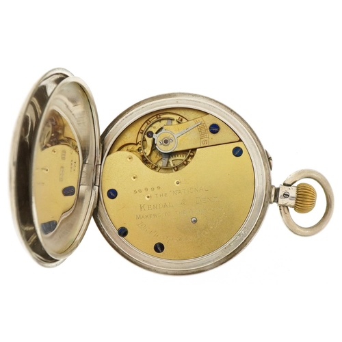 3127 - The National English Lever by Kendal & Dent, gentlemen's silver open face pocket watch having enamel... 