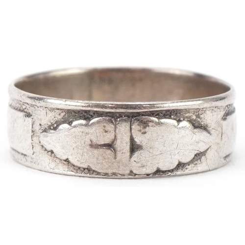 3275 - Antique silver wedding band, indistinct Birmingham hallmarks, size N, 2.1g