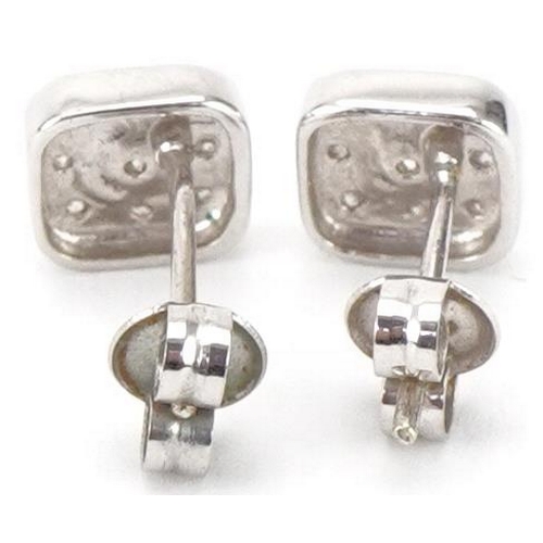 3178 - Pair of Art Deco style unmarked white gold diamond cluster stud earrings, 7.2mm x 7.2mm, total 1.5g