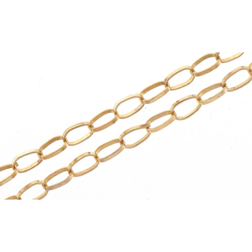 3180 - 9ct gold fine Belcher link necklace, 45cm in length, 0.8g