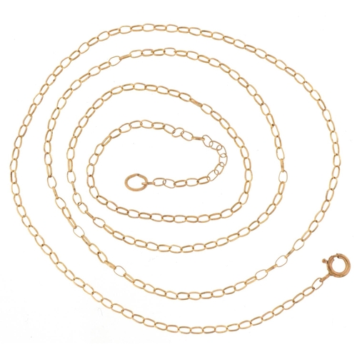 3180 - 9ct gold fine Belcher link necklace, 45cm in length, 0.8g