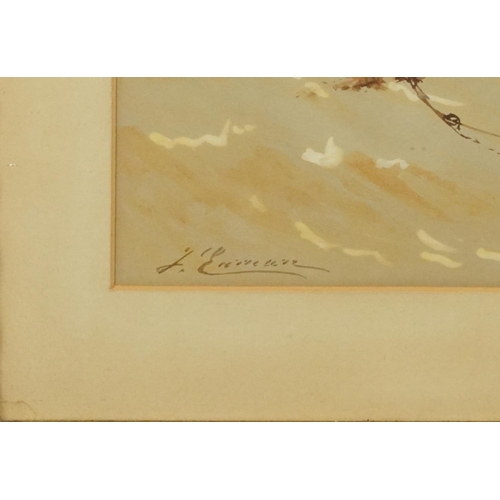 3486 - Two boats at sea, late 19th century British school watercolour on laid paper, indistinctly signed to... 