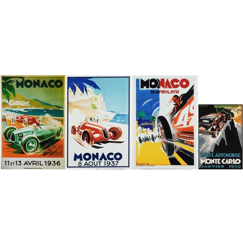 2468 - Group of four Monte Carlo, Monaco racing prints of races in the 1930s, each framed, the largest 58cm... 