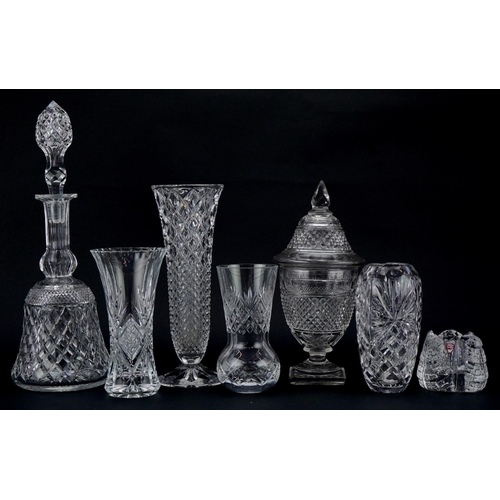 515 - Small group of cut and moulded glassware to include a Webb Crystal decanter with stopper, spill vase... 