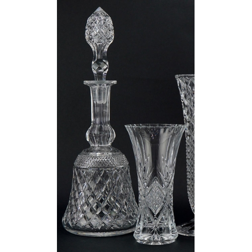 515 - Small group of cut and moulded glassware to include a Webb Crystal decanter with stopper, spill vase... 