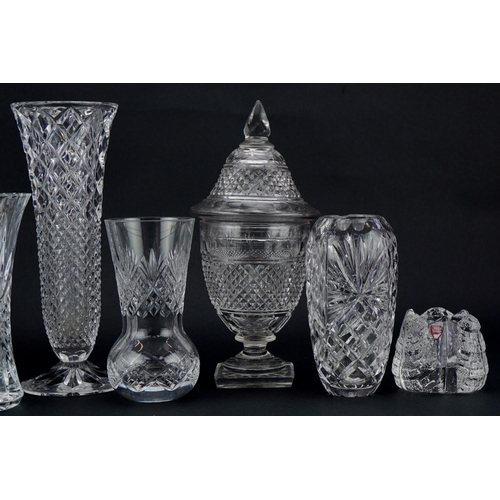 515 - Small group of cut and moulded glassware to include a Webb Crystal decanter with stopper, spill vase... 