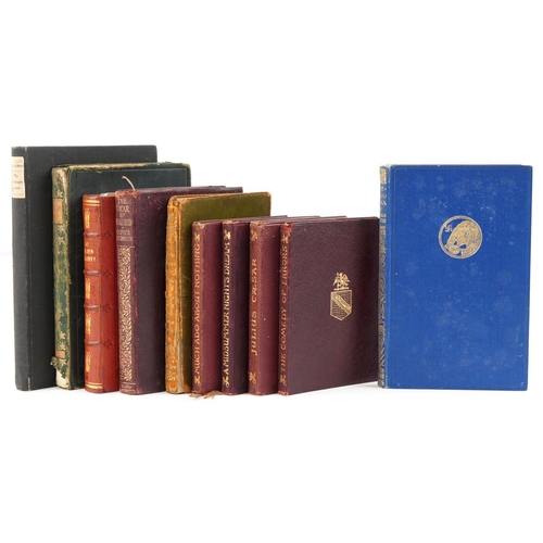 2361 - Small collection of leather bound books to include The Vicar of Wakefield by Oliver Goldsmith, The S... 