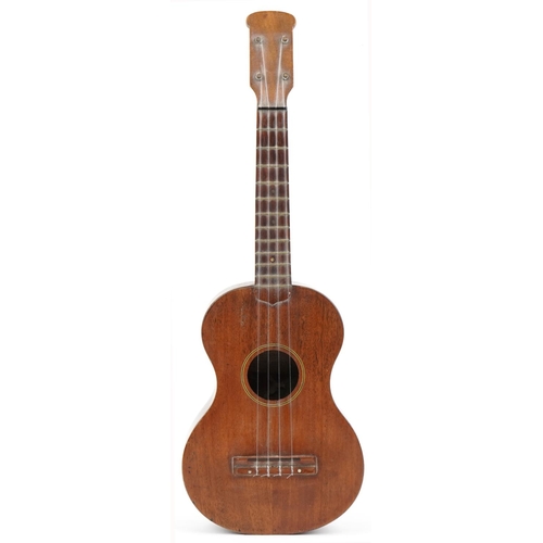 620 - Concert ukulele by L. A. Foley, London, the neck bearing impressed mark Mullins, London, 60cm in len... 