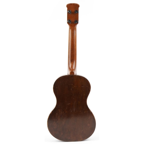 620 - Concert ukulele by L. A. Foley, London, the neck bearing impressed mark Mullins, London, 60cm in len... 