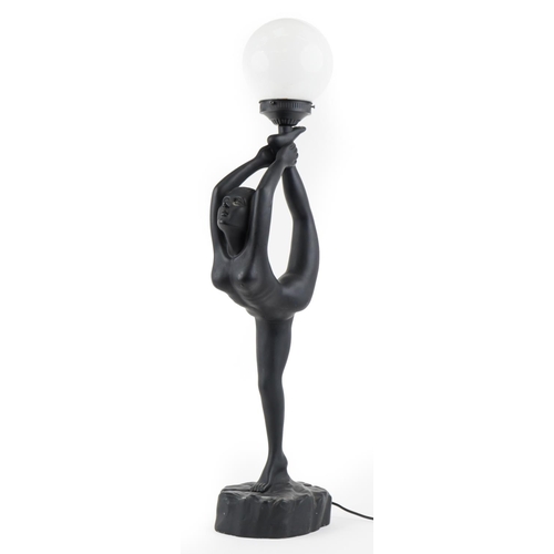 266 - Modern Art Deco style resin table lamp in the form of a female nude, 83cm high