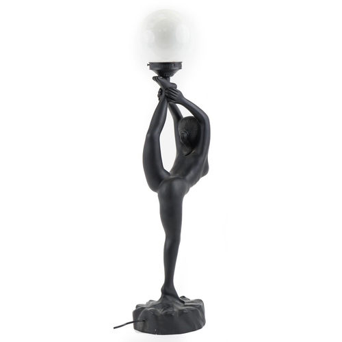 266 - Modern Art Deco style resin table lamp in the form of a female nude, 83cm high