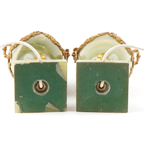 271 - Pair of mid 20th century Neo-Classical Revival green onyx table lamps with gilt metal mounts, 41cm h... 