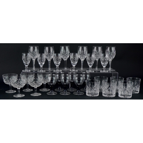 1124 - Mixed group of cut glassware including tumblers and sherry glasses