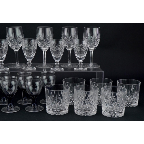 1124 - Mixed group of cut glassware including tumblers and sherry glasses