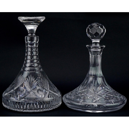 612A - 20th century cut glass ship's decanter and stopper, 27cm high, together with a similar decanter, 26c... 