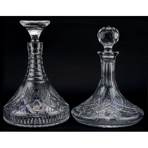 612A - 20th century cut glass ship's decanter and stopper, 27cm high, together with a similar decanter, 26c... 