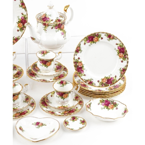 553 - Small group of Royal Albert Old Country Roses part tea service including teapot, four cups with sauc... 