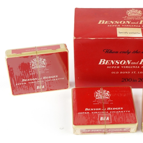 1155 - Group of four Benson & Hedges Super Virginia sealed cigarette tins for British European Airways, all... 