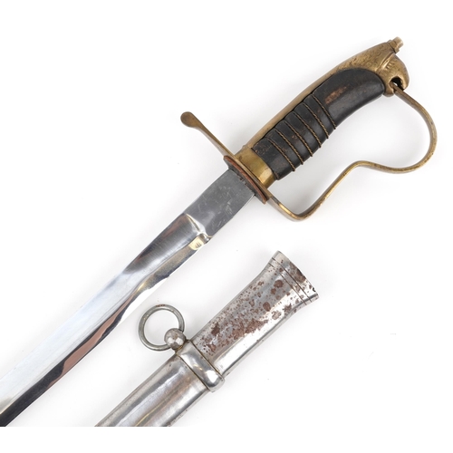 2735 - British military naval officer's sword with scabbard, 105cm in length