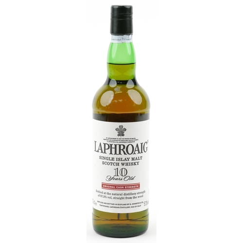 576 - Bottle of Laphroaig 10 Year Original Cask Strength Single Islay Malt Scotch whisky with box