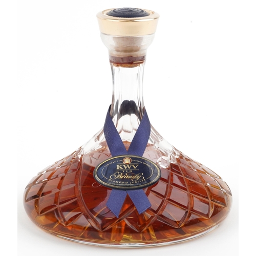 606 - Bottle of KWV Diamond Jubilee 10 Year Old brandy in a presentation decanter and box