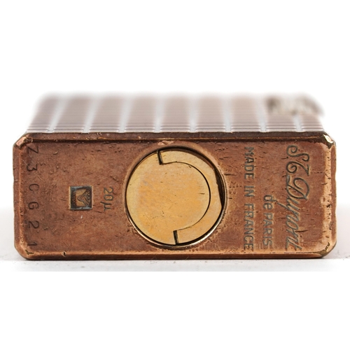 179 - S T Dupont gold plated engine turned pocket lighter numbered Z3CG21, 5.5cm high