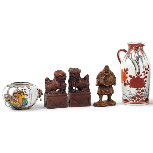 1133 - Small collection of mixed Asian ceramics and metalwork including a Chinese metal mounted bowl, appro... 