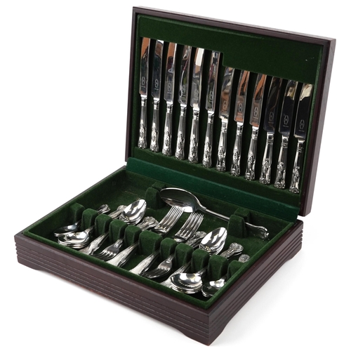 538 - Plated King's pattern canteen of cutlery by Butler of Sheffield, the case 39cm x 30cm