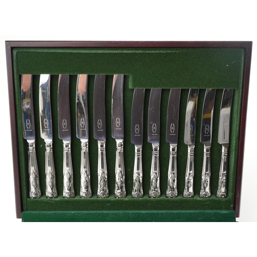 538 - Plated King's pattern canteen of cutlery by Butler of Sheffield, the case 39cm x 30cm