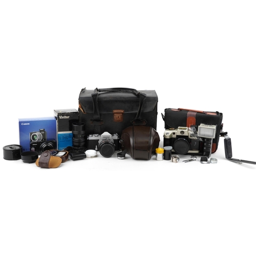 1470 - Small group of cameras and accessories including a Nikon Nikkormat camera, Olympia DL-1010 camera wi... 