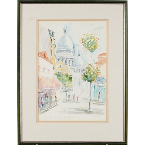 3489 - Ros - Paris, Place du Tertre, watercolour on paper, signed and dated '94, framed and glazed, 33cm x ... 