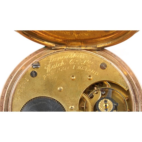 3081 - Silver gilt pocket watch by The Lancashire Watch Company Limited, Prescot England, registration mark... 