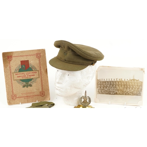 2671 - Militaria including five hat pins, trench art ashtray, embroidered Royal Navy handkerchief and US Ar... 