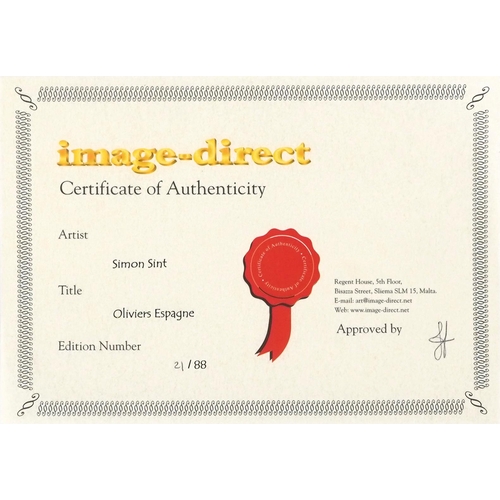 3574 - Eighteen Simon Sint Image-Direct prints, each with a certificate of authenticity, all unframed, vari... 