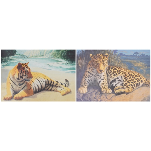 3576 - Two John Wilkinson Image-Direct prints, one of a leopard, one of a tiger, each with a certificate of... 