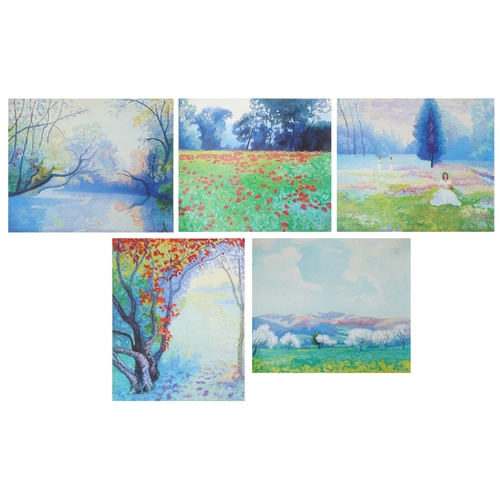 3577 - Five Momcilo Gogic Image-Direct prints, Impressionist landscapes, each with a certificate of authent... 