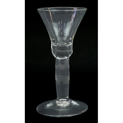 254 - 18th century wine glass, 16cm high