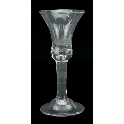 256 - 18th century wine glass with dome foot, 15.5cm high