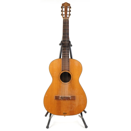 619 - Hofner Flamenco wooden acoustic guitar with paper label model 5396